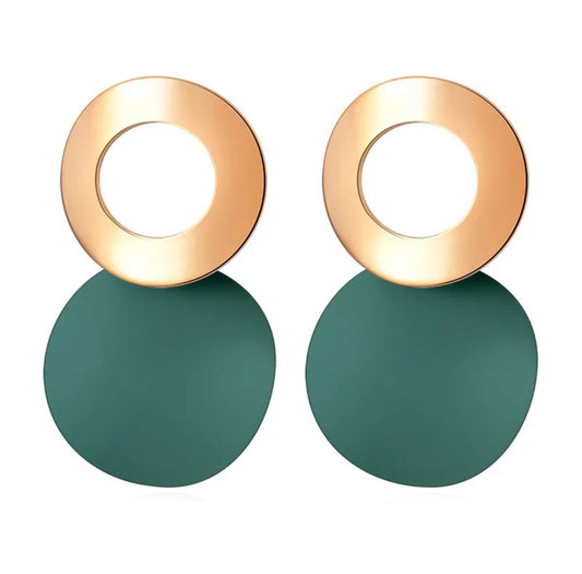 Deep Green and Gold Earrings