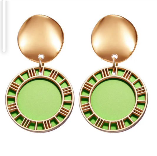 Green and Gold Earrings