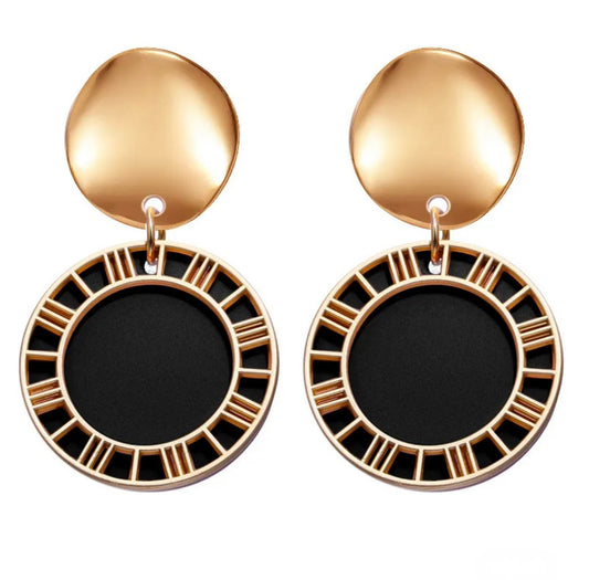 Gold and Black Earrings