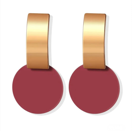 Gold and Maroon Earrings