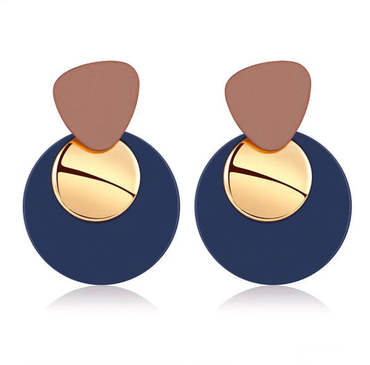 Brown Blue Gold Earrings